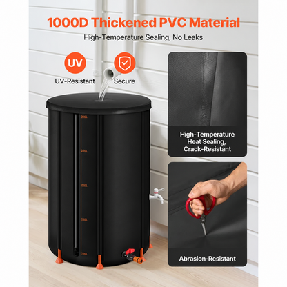 🔥Collapsible Rain Barrel,  , 100 Gallon Portable Rain Water Collection Barrel, 1000D PVC Rainwater Collection System, Garden Water Catcher Tank Storage Container with Spigot & Overflow Kit, Black#SohoChic