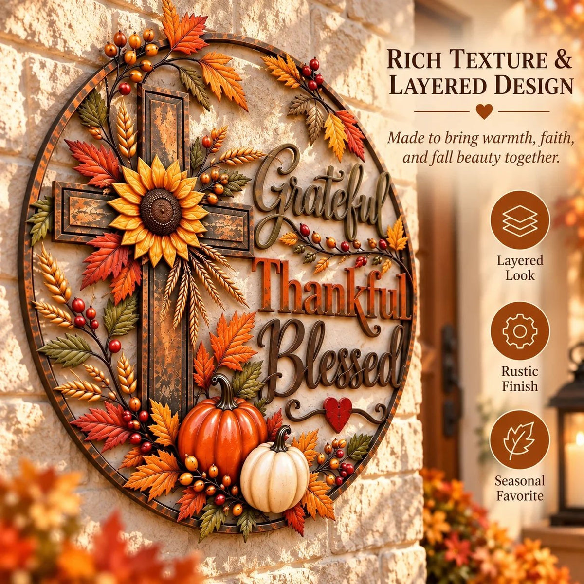 🎃Halloween Deal 50% OFF! 🍂 Grateful • Thankful • Blessed™ Fall Faith Wall Decor ✝️🌻