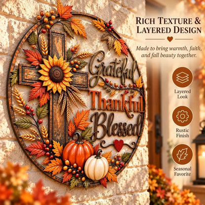 🎃Halloween Deal 50% OFF! 🍂 Grateful • Thankful • Blessed™ Fall Faith Wall Decor ✝️🌻