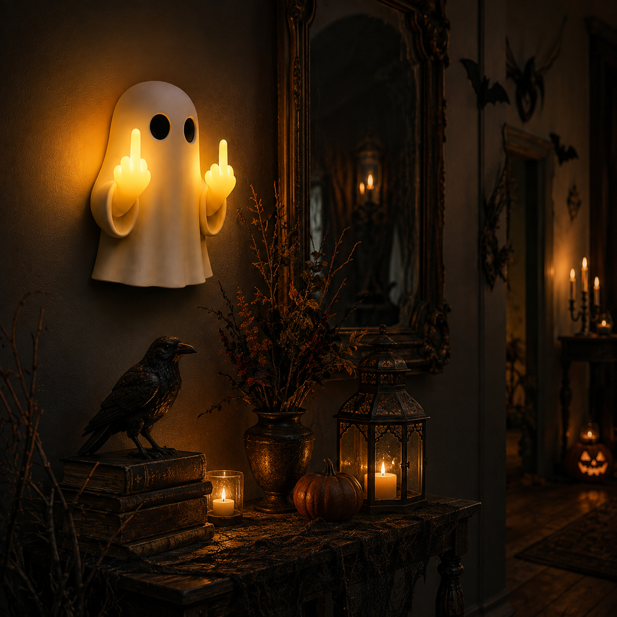 👻🔥Funny Ghost Middle Finger LED Lamp