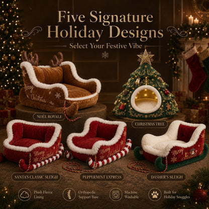 🎄 Christmas Dog Beds – Cozy Festive Sleigh & Holiday Pet Beds