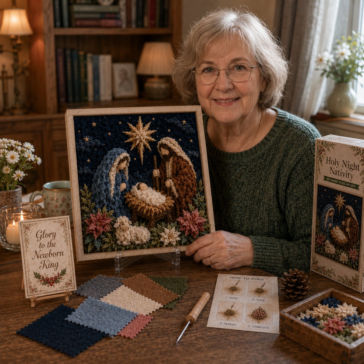 🔥 LAST DAY 49% OFF – ✝️🧵 Premium 3D Christian Fabric Poke Art Kit | No-Sew Faith Craft with Pre-Punched Board, Fabric Squares & Display Stand 🕊️✨