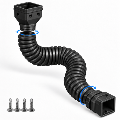 🏡 Flexible Rain Gutter Downspout Extension Kit  – Adjustable 22"-63" Drain Pipe with Leaf Filter for Foundation Protection