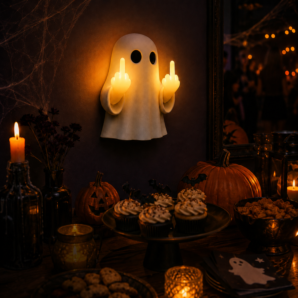 👻🔥Funny Ghost Middle Finger LED Lamp