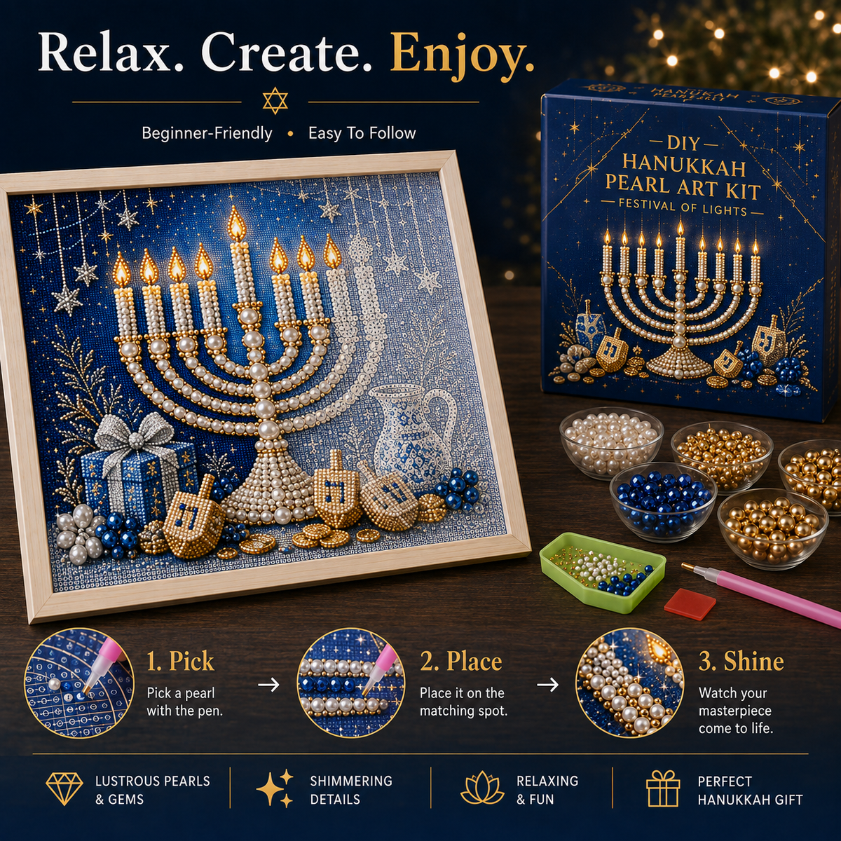 👍👍HOT SALE 50% OFF - DIY Hanukkah Pearl Art Kit🎁