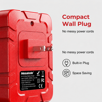 1.5A 6V/12V Smart Battery Charger – LCD Display & Battery Repair Mode