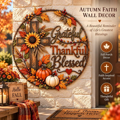 🎃Halloween Deal 50% OFF! 🍂 Grateful • Thankful • Blessed™ Fall Faith Wall Decor ✝️🌻