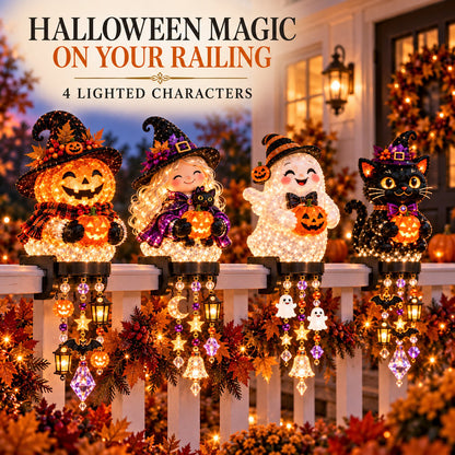 🎃 Halloween Porch Magic Cascade Railing Lights – Pumpkin, Witch, Ghost & Black Cat🎃🎃