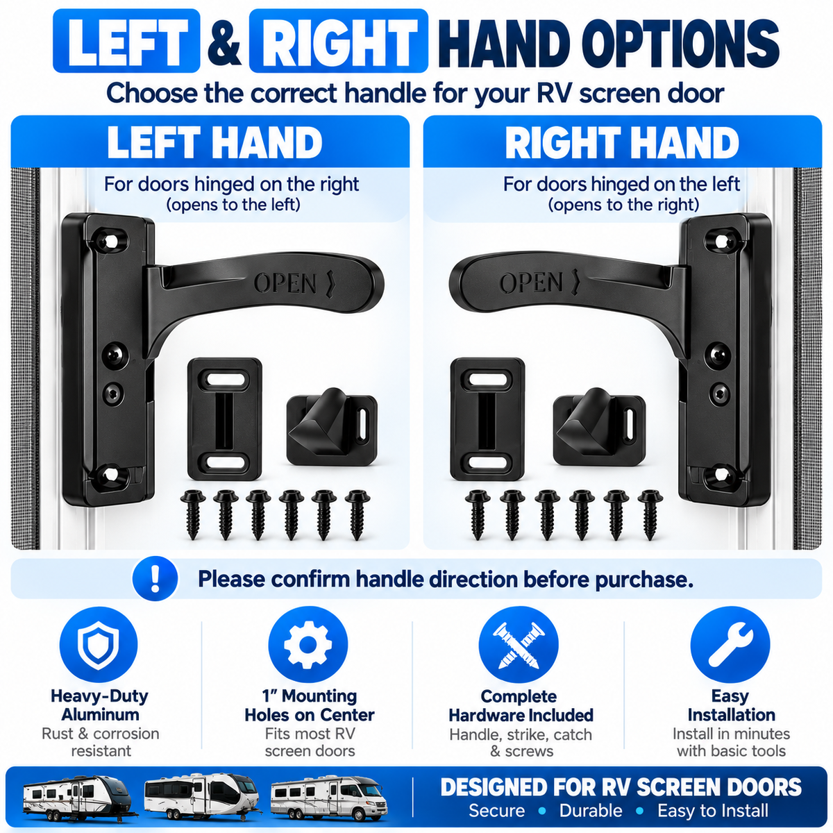 🎃Halloween Deal 50% OFF!  Aluminum RV Screen Door Latch Handle Replacement for Left Right  Hand