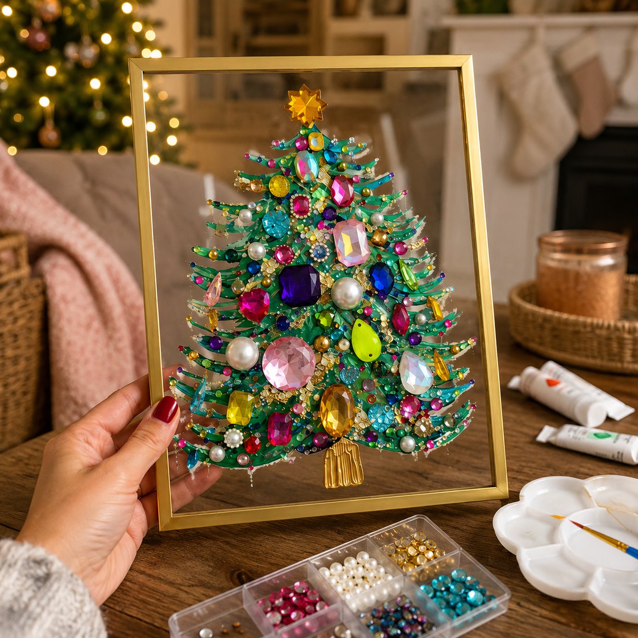 🔥 LAST DAY 49% OFF – 🎄 DIY Jeweled Christmas Tree Art Kit 💎✨
