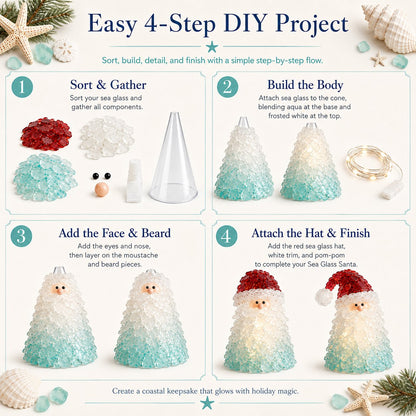 ⏳ Last Day 49% OFF – 🎅 Beginner-Friendly DIY Lighted Sea Glass Santa Christmas Decor Kit 💕