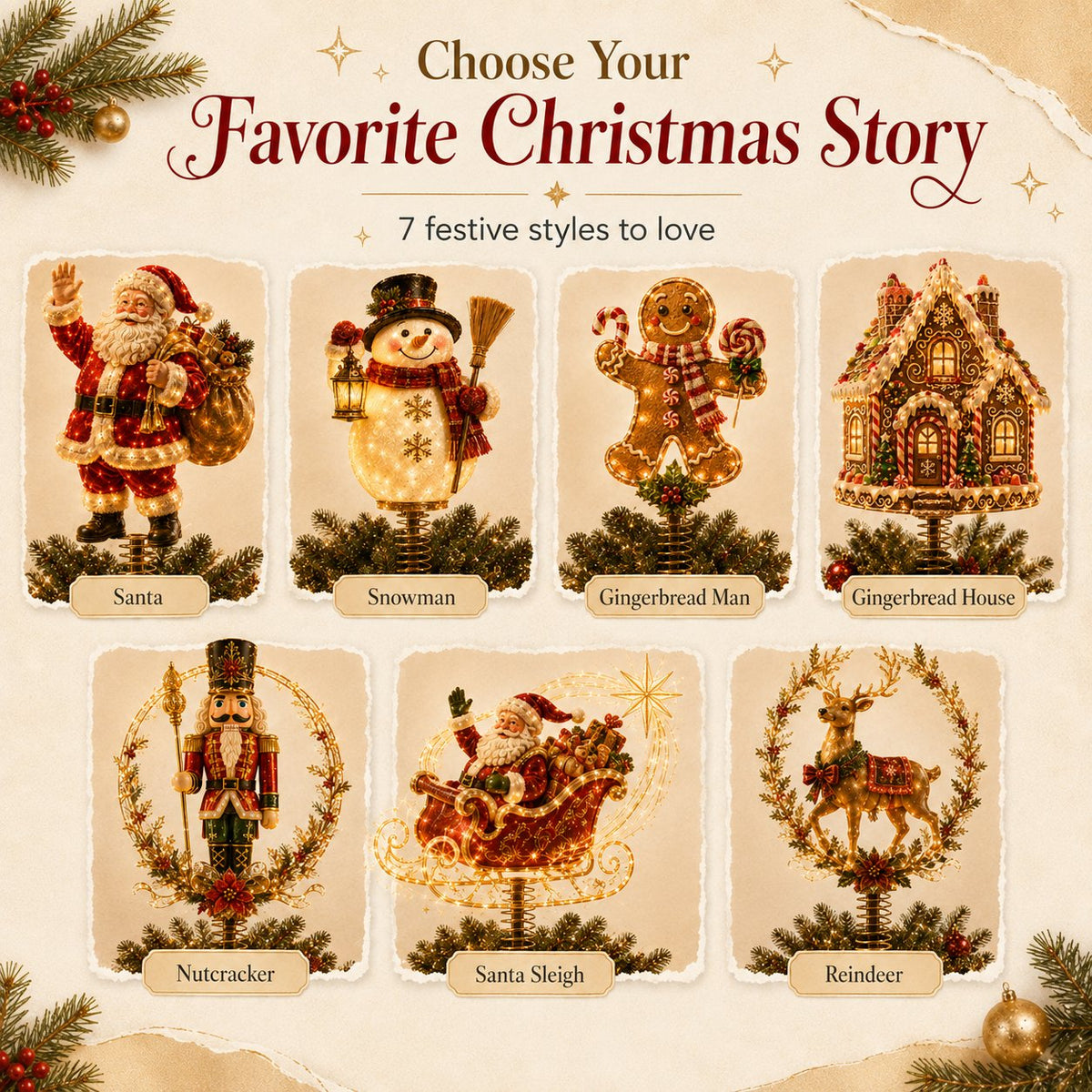 ⏳ Last Day 49% OFF – 🎅  Lighted Christmas Tree Topper Collection ✨