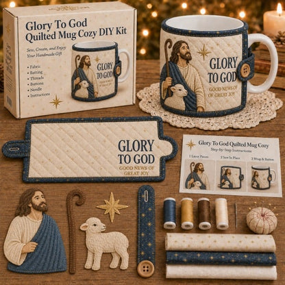 ⏳ Last Day 49% OFF – ✝️ Beginner-Friendly Christmas Faith Mug Cozy Sewing Kit💕