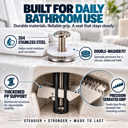 🎃Halloween Deal 50% OFF! 🔒 Universal Locking Toilet Seat Fixing Bolt – 304 Stainless Steel Quick-Lock Kit with 2 Washers