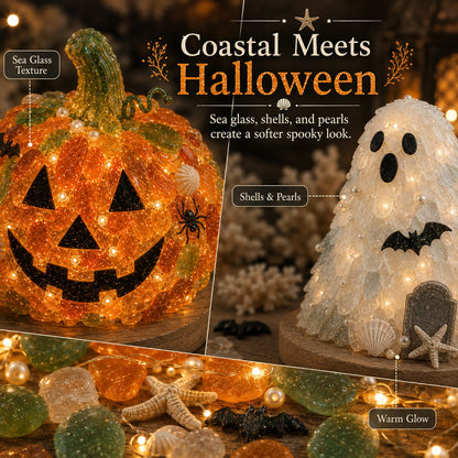 🔥😍 Last Day 49% OFF – 🎃 Beginner-Friendly DIY Lighted Sea Glass Halloween Character Kit Collection💕