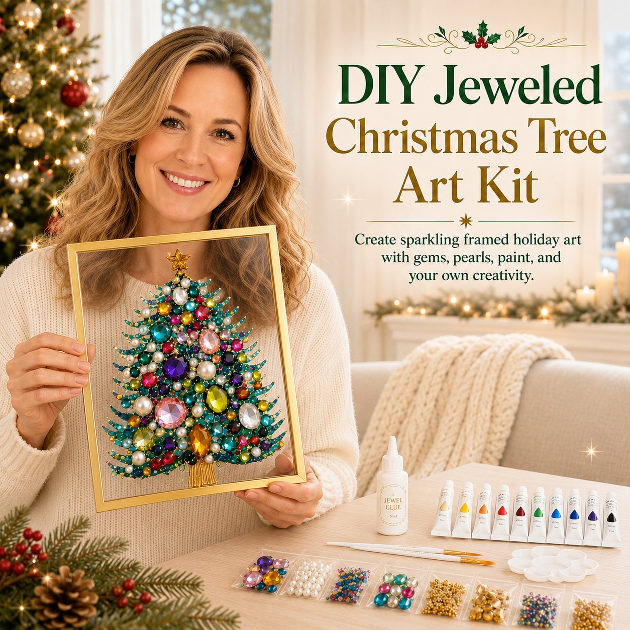 🔥 LAST DAY 49% OFF – 🎄 DIY Jeweled Christmas Tree Art Kit 💎✨