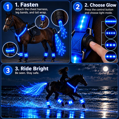 🎃Halloween Deal 50% OFF! 360° Illuminated Horse Harness & Glow Kit 🐎✨