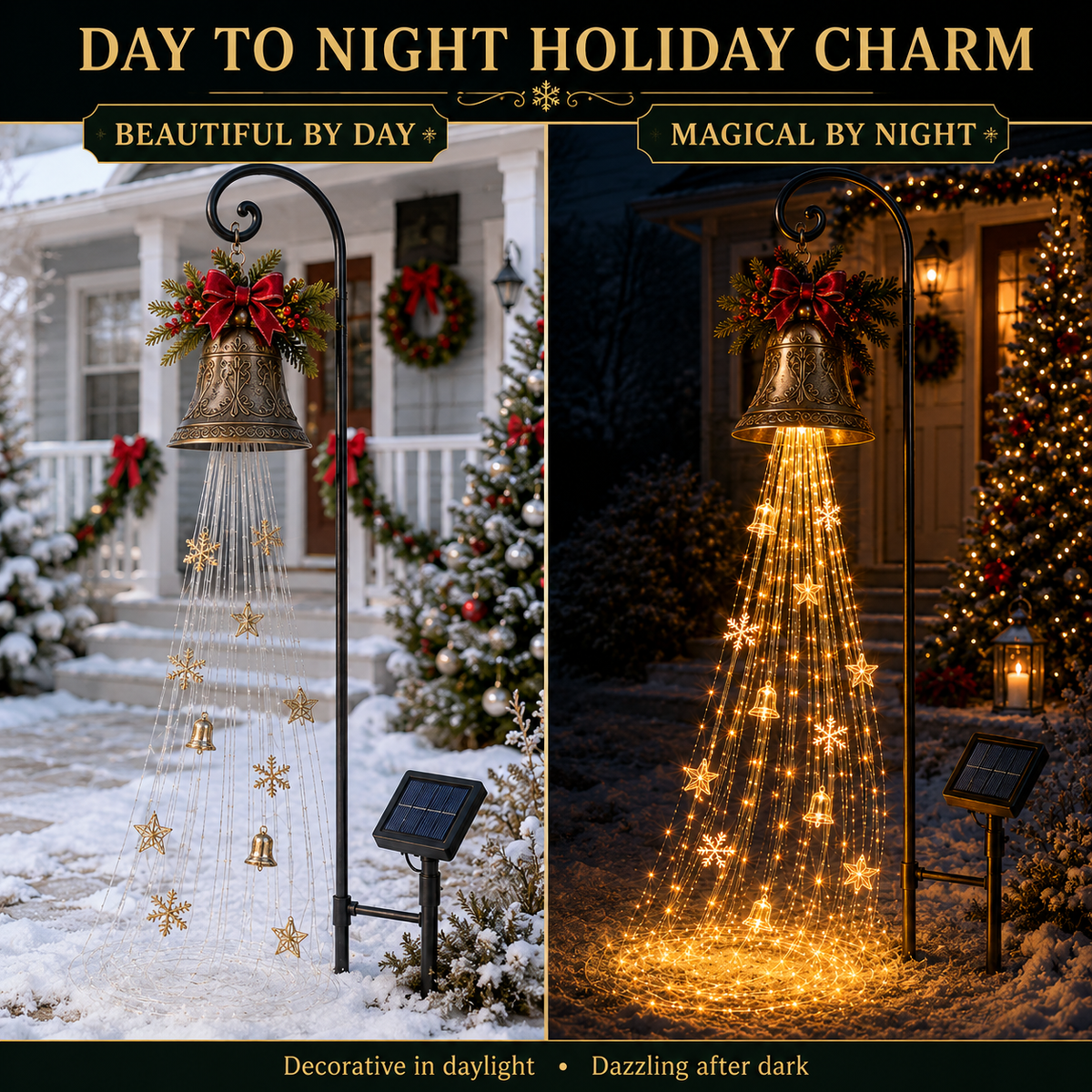 ✨✨Hot Sale 50% OFF🎄 Christmas Bell Cascade Solar Yard Light✨
