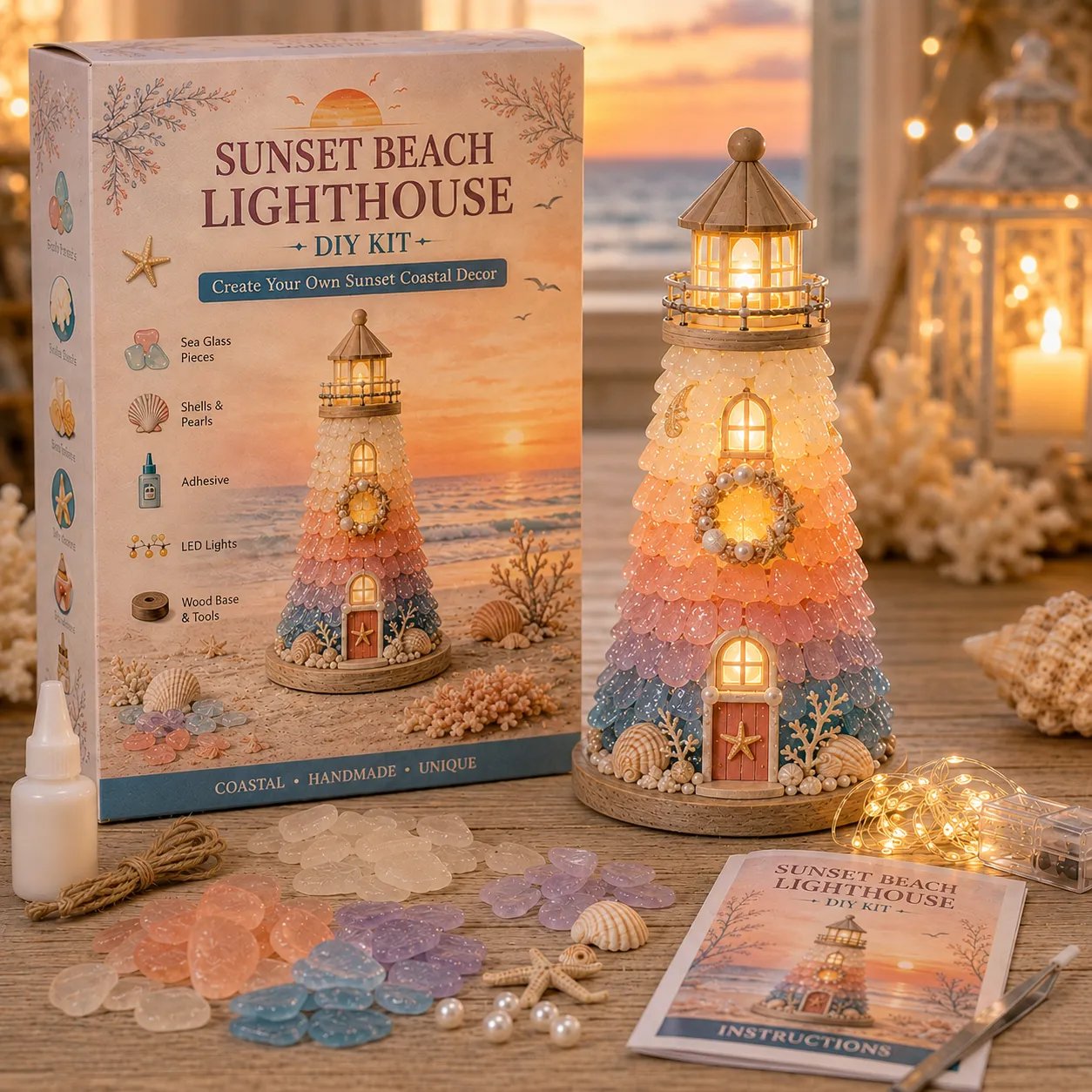 ⏳ Last Day 49% OFF – 🌊 Beginner-Friendly DIY Lighted Sea Glass💕