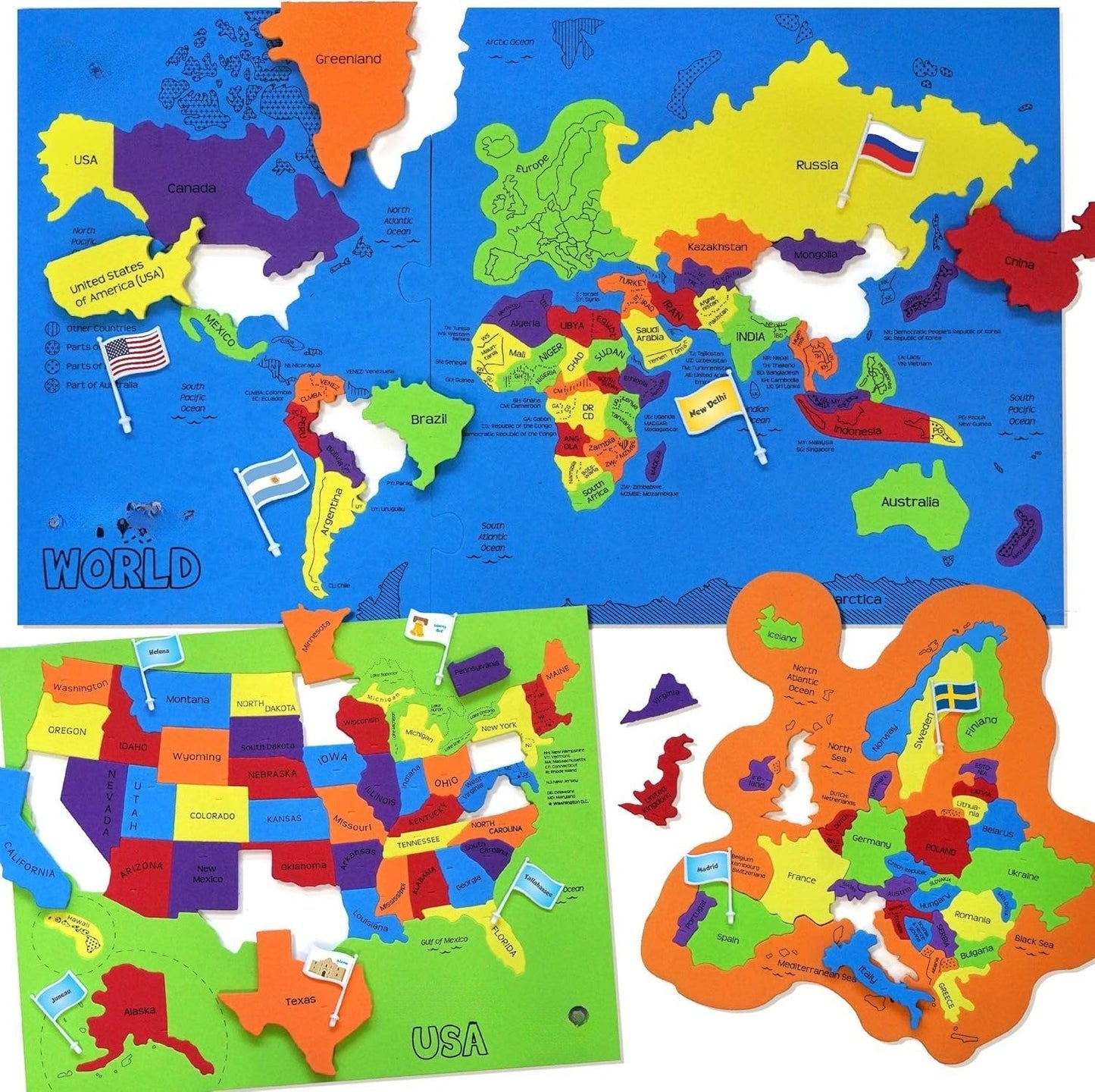 🔥49% OFF - 🌍 World Map & USA Map Puzzle Set