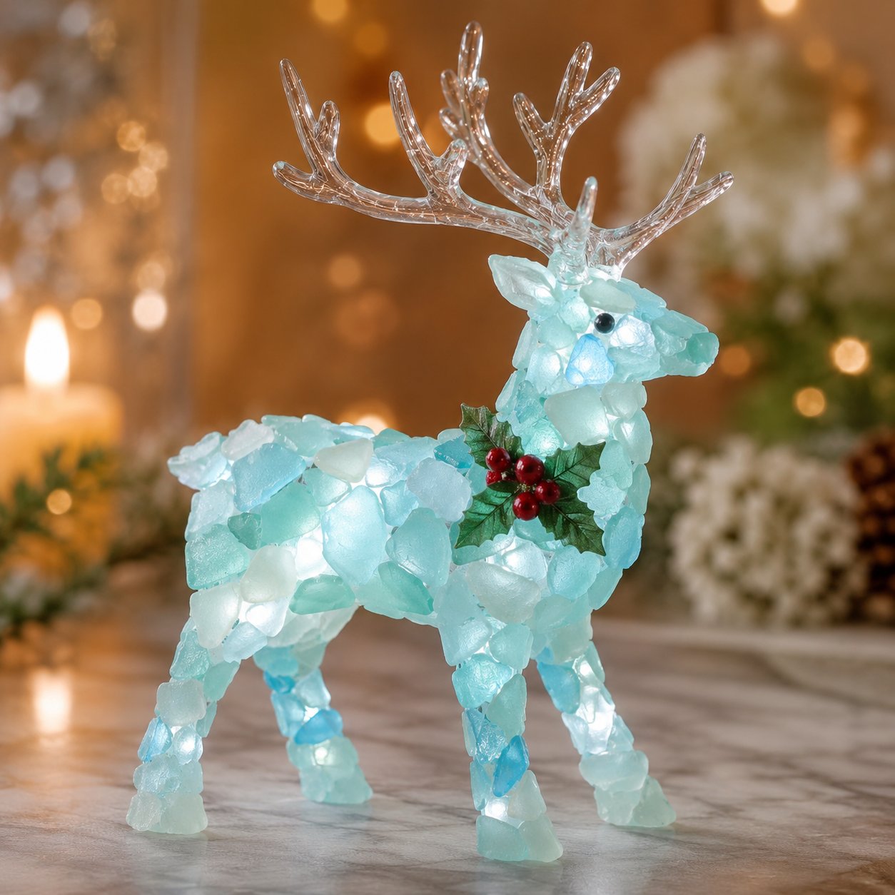 ⏳ Last Day 49% OFF – 🎅 Beginner-Friendly DIY Lighted Sea Glass Santa Christmas Decor Kit 💕
