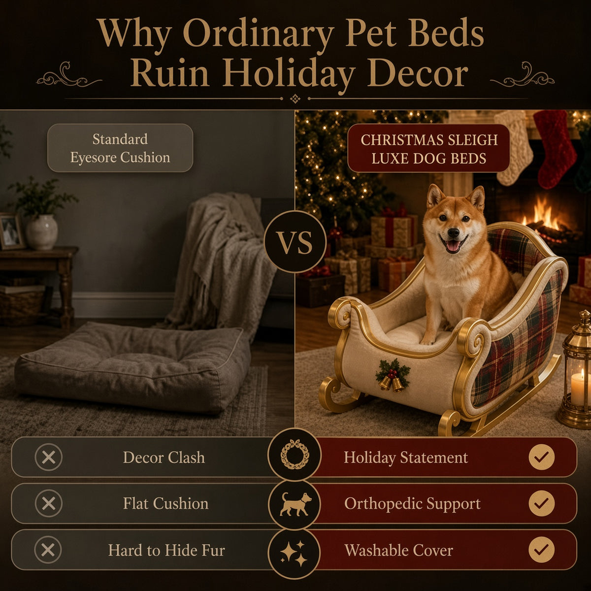 🎄 Christmas Dog Beds – Cozy Festive Sleigh & Holiday Pet Beds