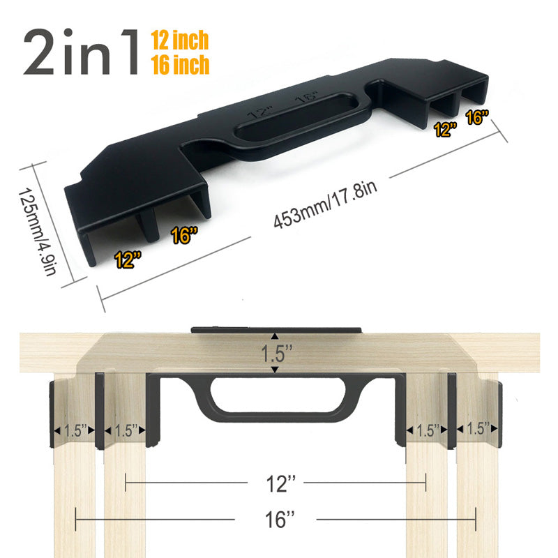 📐 Framing stud layout? Nail it every time — no more measuring twice and still getting it wrong. This aluminum alloy tool locks in 16-inch centers, keeps everything square, and speeds up the whole job. 🔧