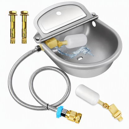 🐄 Automatic 304 Stainless Steel Drinking Bowl with Float and Drain Hole for Cattle Horses Sheep and Dogs 🤖