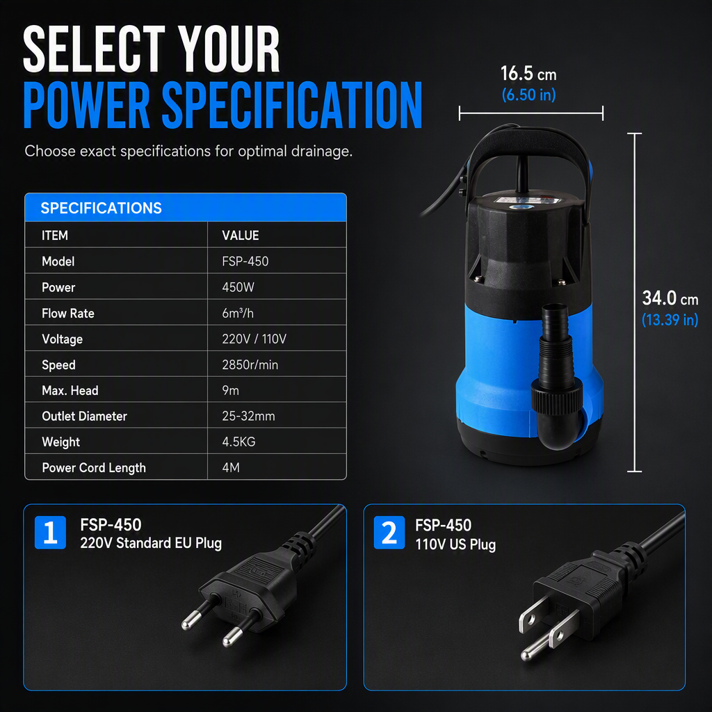 ⏳🔥LIMITED-TIME 50% OFF! ⏰450W 750W Electric Submersible Clean Water Pump for Garden Irrigation and Drainage