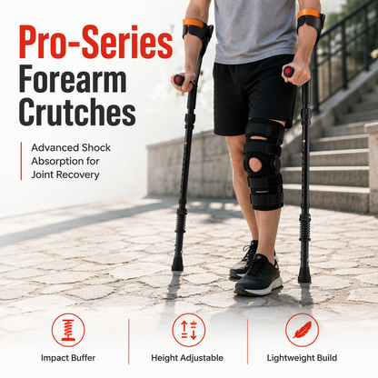 Folding Forearm Crutches Non Slip Elbow Crutches for Fracture Rehabilitation and Mobility Aid