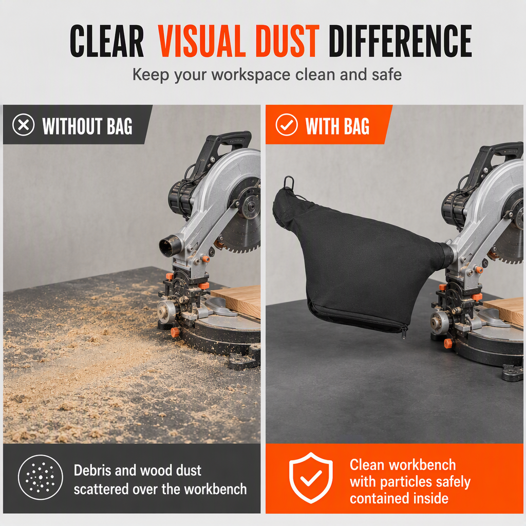🎃Halloween Deal 50% OFF! Dust Collection Bag with Steel Wire Clamp for 10 Inch 255 Aluminum and Miter Saw