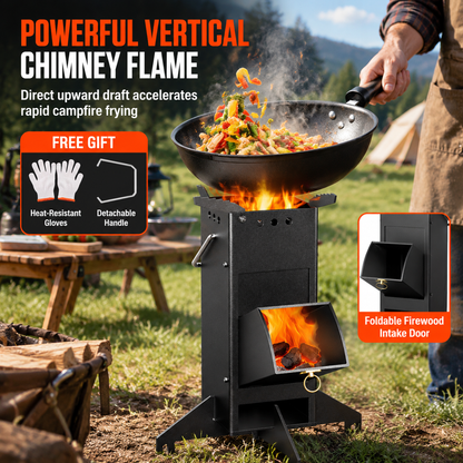 Portable Folding Wood Burning Rocket Stove for Outdoor Camping Picnic Cooking and Heating