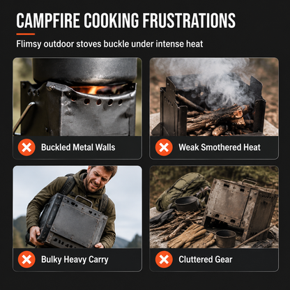 Portable Folding Wood Burning Rocket Stove for Outdoor Camping Picnic Cooking and Heating