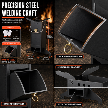 Portable Folding Wood Burning Rocket Stove for Outdoor Camping Picnic Cooking and Heating