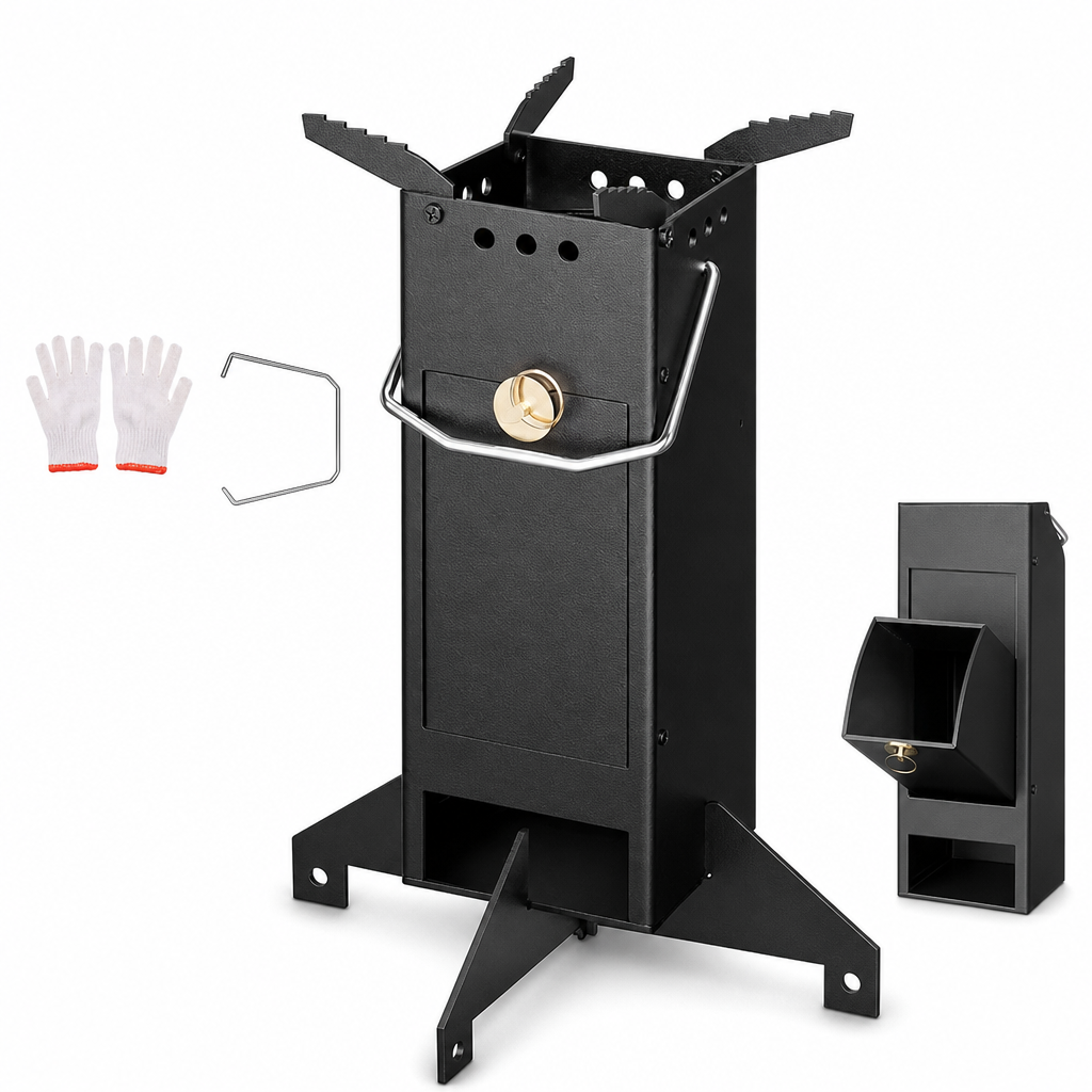 Portable Folding Wood Burning Rocket Stove for Outdoor Camping Picnic Cooking and Heating