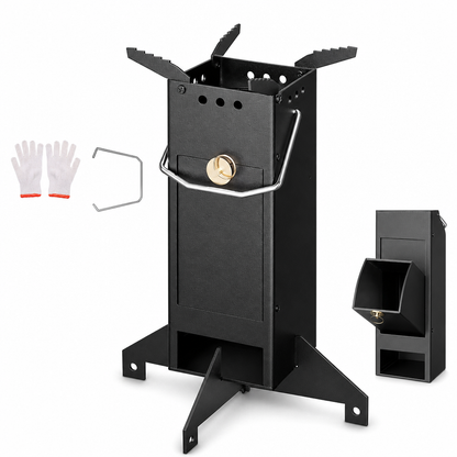 Portable Folding Wood Burning Rocket Stove for Outdoor Camping Picnic Cooking and Heating